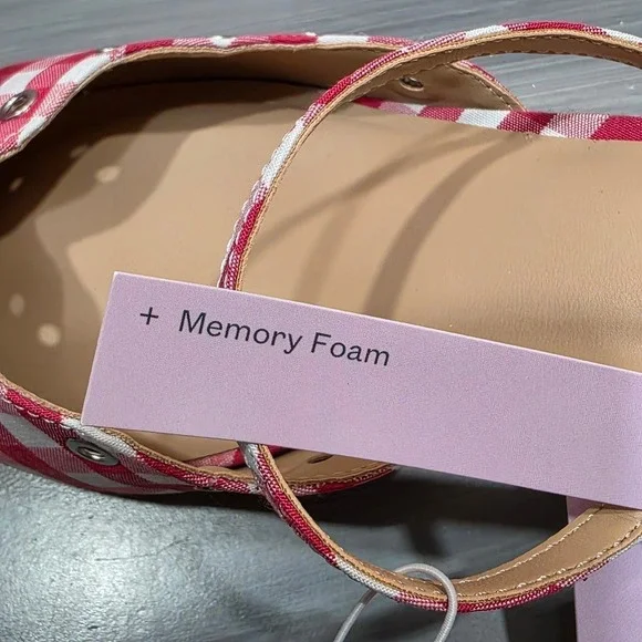 Wild Fable Lysandra Kitten Heels Sandals Red White Gingham Eyelet Pointed Toe - Picture 14 of 14